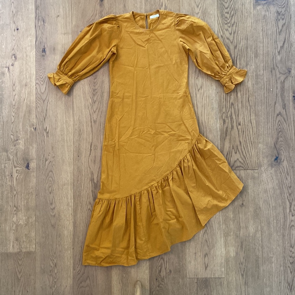 Doen Asymmetrical Rust-Brown Long Sleeve Dress - Picture 6 of 13